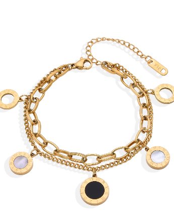 Pulsera Doble Cadena y Dijes